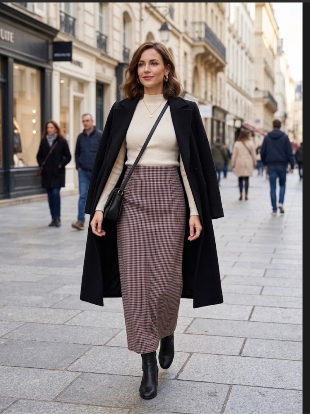 Zara Black and pink Gingham Maxi Skirt